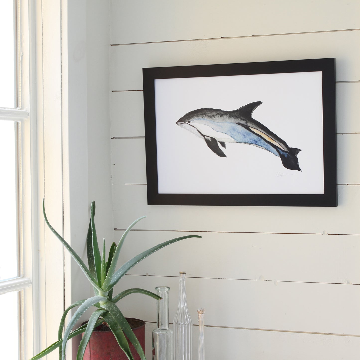 affiche dauphin à flancs blancs, illustration dauphin, dolphin illustration, dolphin poster, art maritime, maritime art, À Marée Basse