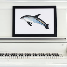 Charger l&#39;image dans la galerie, affiche dauphin à flancs blancs, illustration dauphin, dolphin illustration, dolphin poster, art maritime, maritime art, À Marée Basse