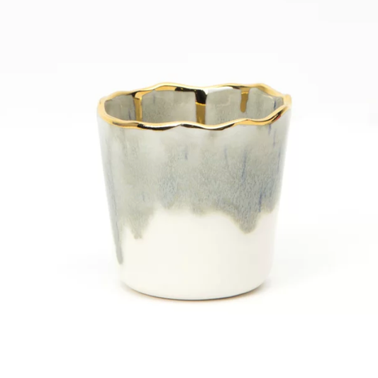 céramique, verre blanc gris or en céramique, ceramic, white grey and gold ceramic cup